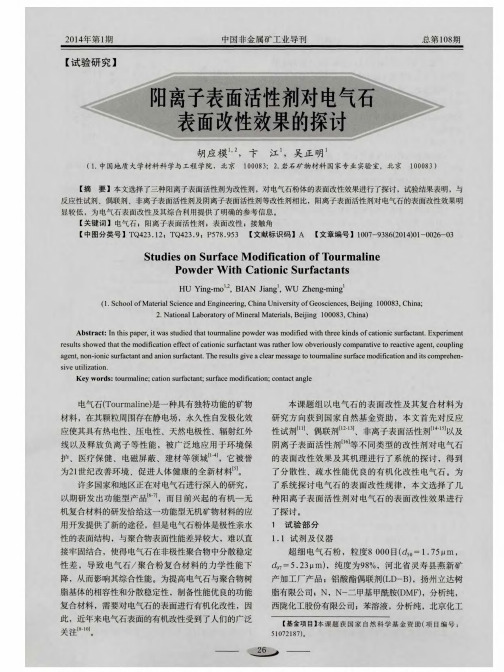 阳离子表面活性剂对电气石表面改性效果的探讨