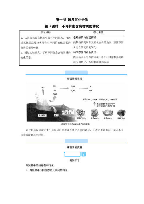 2020-2021学年高中化学新人教版必修第二册  第五章第一节 硫及其化合物(第3课时) 学案