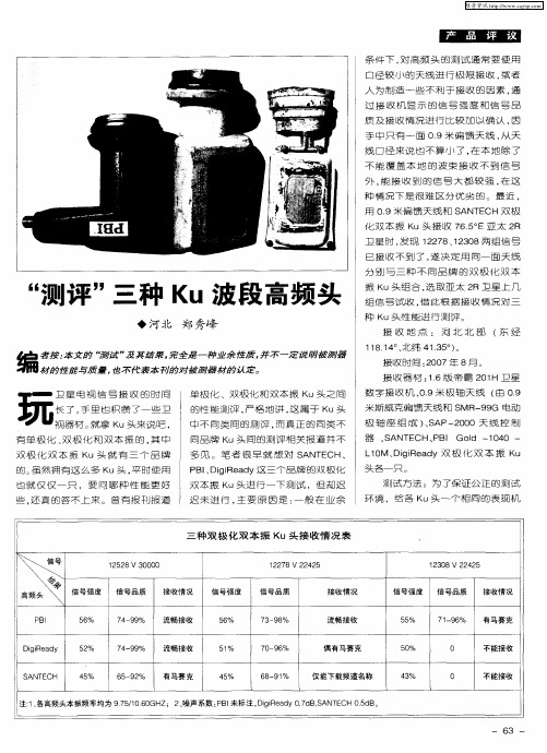 “测评”三种Ku波段高频头