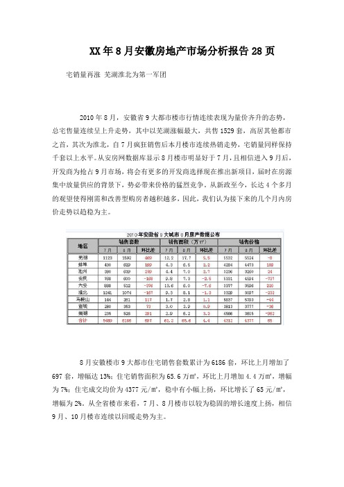 XX年8月安徽房地产市场分析报告28页