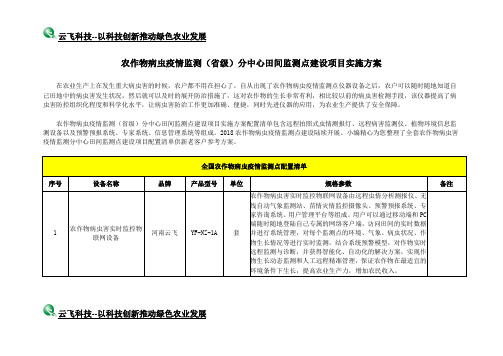 农作物病虫疫情监测(省级)分中心田间监测点建设项目实施方案