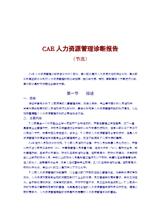 人力资源管理诊断报告CAE