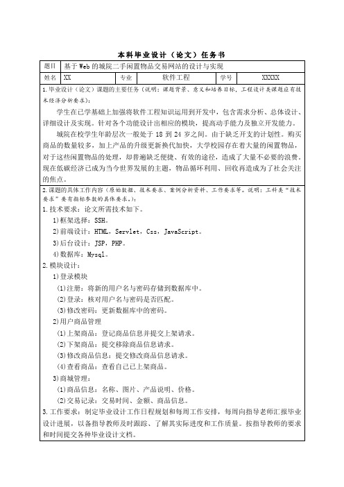 基于Web的校园二手物品交易网站的设计与实现