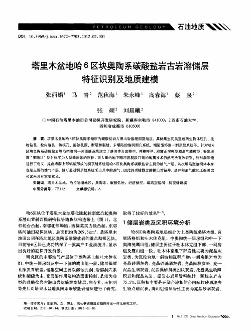 塔里木盆地哈6区块奥陶系碳酸盐岩古岩溶储层特征识别及地质建模