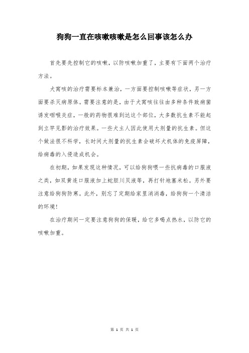 狗狗一直在咳嗽咳嗽是怎么回事该怎么办