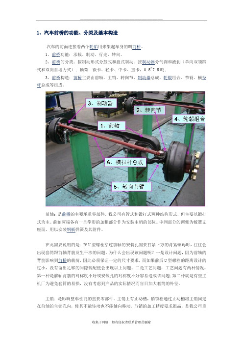 最新汽车前桥、后桥的功能、分类及基本构造