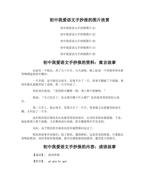 初中我爱语文手抄报图画资料