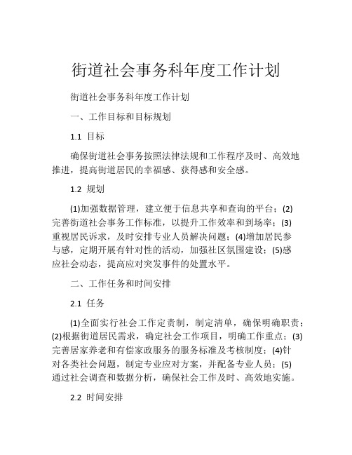 街道社会事务科年度工作计划