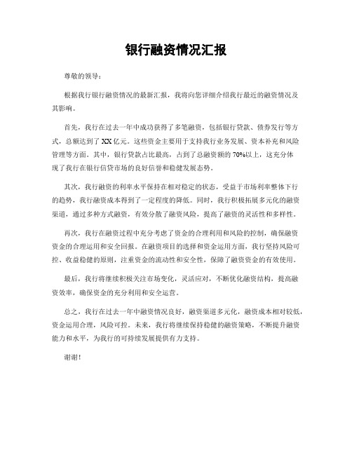 银行融资情况汇报