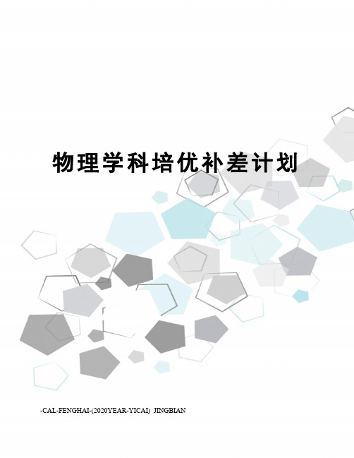 物理学科培优补差计划