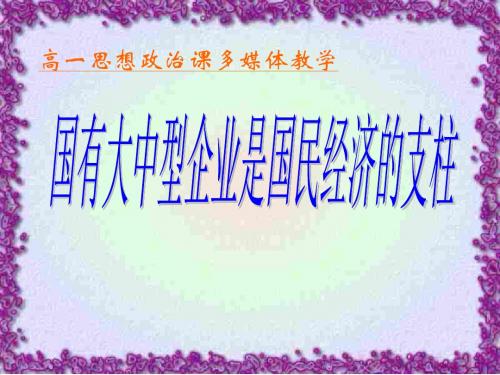 国有大中型企业是国民经济的支柱