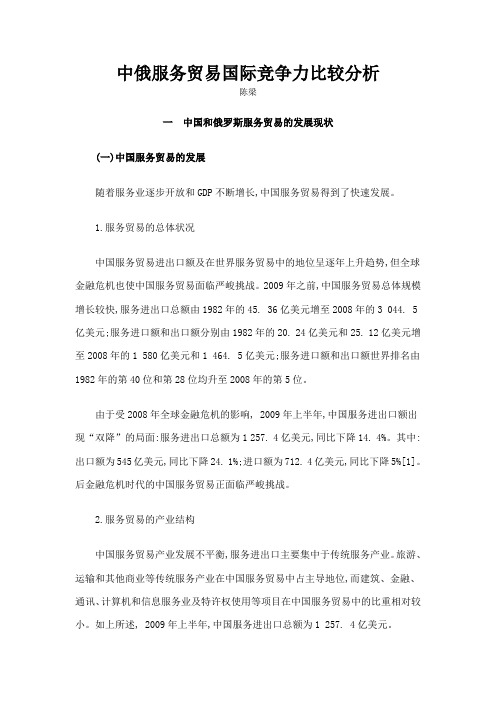 中俄服务贸易国际竞争力比较分析