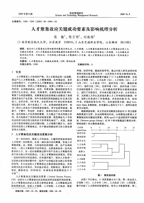 人才聚集效应关键成功要素及影响机理分析