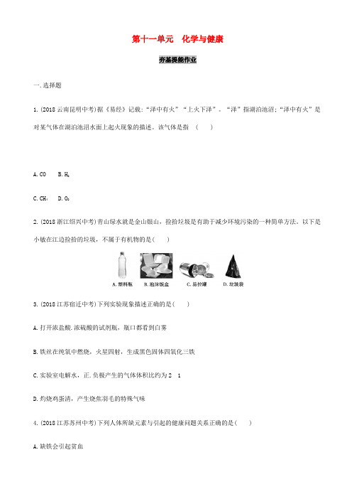 中考化学复习第一部分基础过关第十一单元化学与降练习含解析