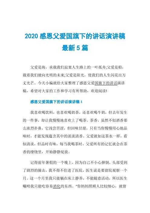 2020感恩父爱国旗下的讲话演讲稿最新5篇