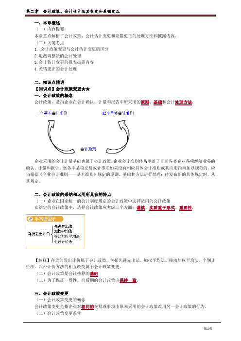 注册会计师培训资料《会计》第2章 会计政策、会计估计及其变更和差错更正
