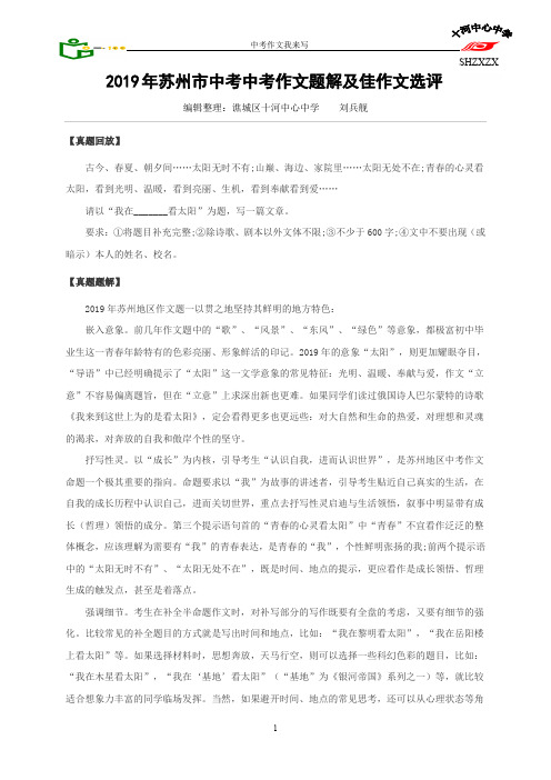 2019年苏州市中考中考作文题解及佳作文选评