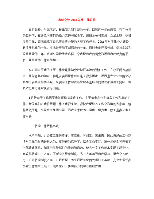 出纳会计2018年终工作总结
