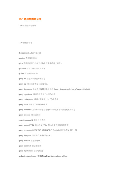 TSM常用控制台命令
