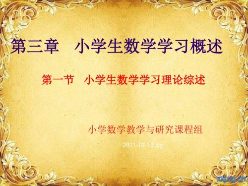 第三章 小学生数学学习概述