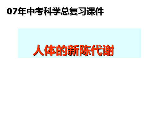 科学中考复习 人体的新陈代谢PPT课件
