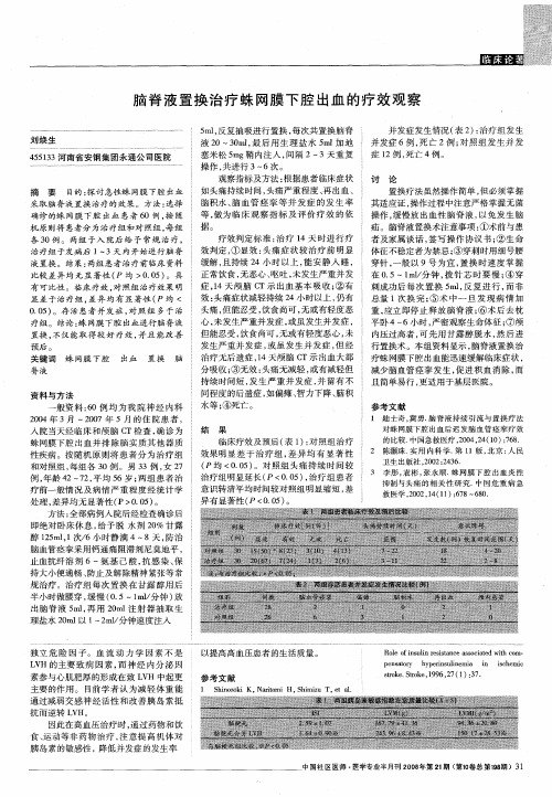 脑脊液置换治疗蛛网膜下腔出血的疗效观察