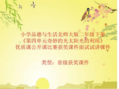 小学品德与生活北师大版二年级下册《奇妙的光太阳光的利用》优质课公开课比赛获奖课件面试试讲课件 N004