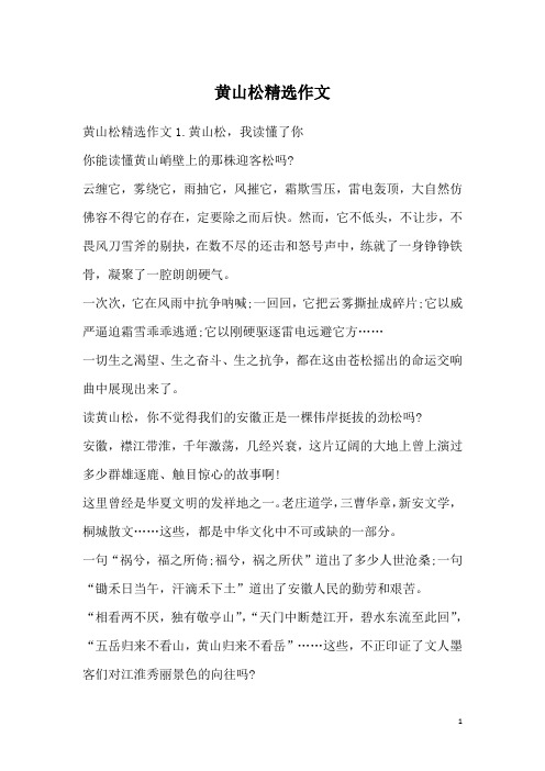 黄山松精选作文