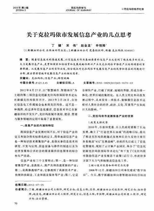 关于克拉玛依市发展信息产业的几点思考