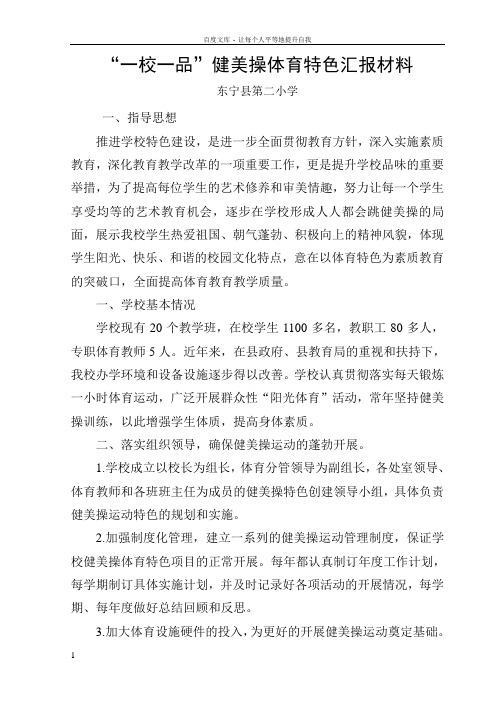 “一校一品”健美操体育特色建设汇报材料