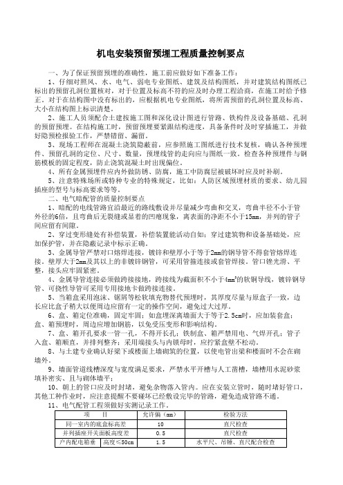 机电安装预留预埋工程质量控制要点