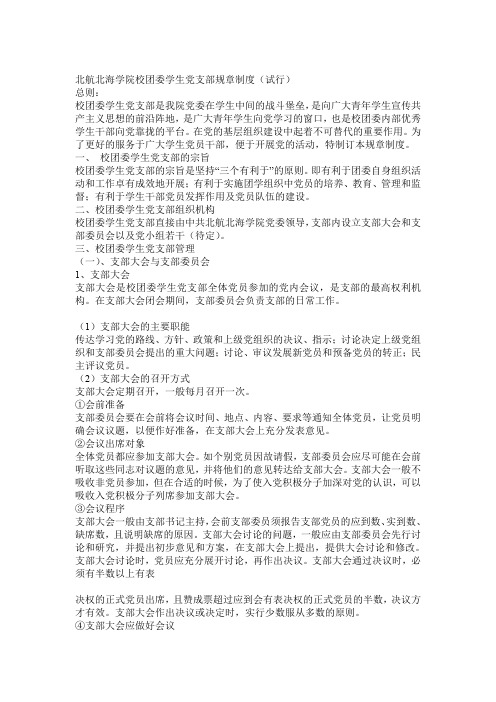 北航北海学院校团委学生党支部规章制度