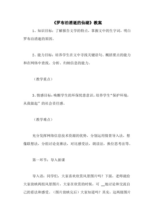 《罗布泊消逝的仙湖》教案