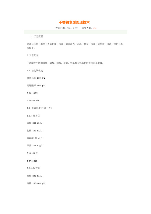 不锈钢表面处理技术