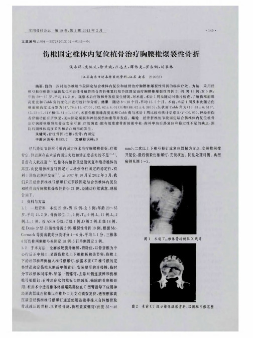 伤椎固定椎体内复位植骨治疗胸腰椎爆裂性骨折