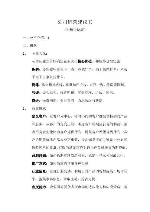 微型影视传媒公司运营建议书