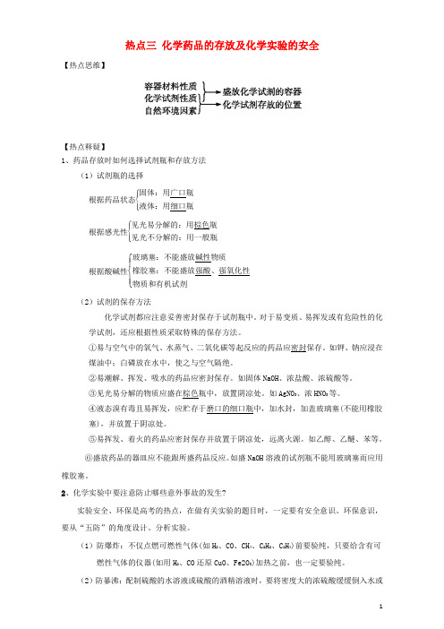 高考化学热点精讲精练之化学实验 热点三 化学药品的存