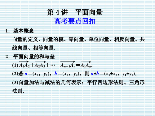 步步高2012年高考数学二轮专题复习课件专题11第4讲平面向量