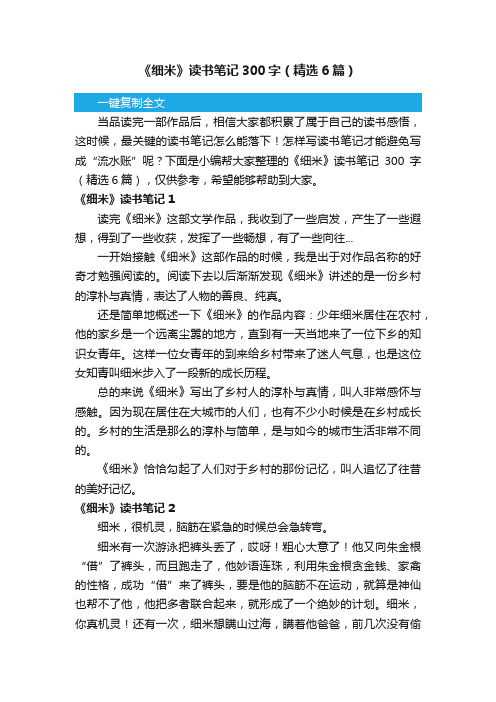《细米》读书笔记300字（精选6篇）