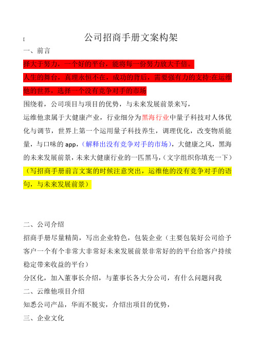 公司招商手册文案构架