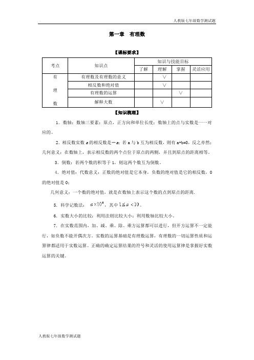 人教版七年级上册数学全册单元测试题