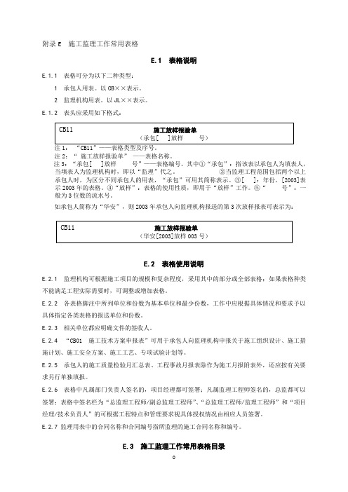 《水利工程施工监理规范》SL288-2014表格(最新全部)