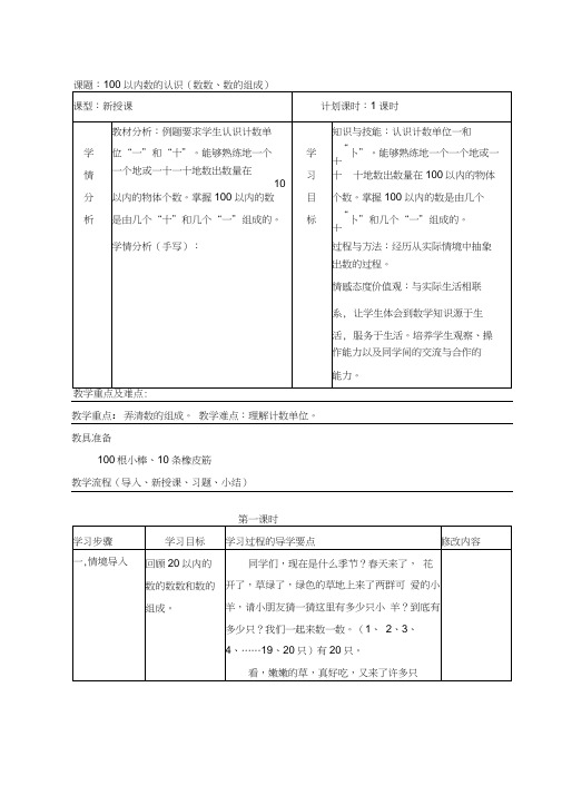 100以内的数和数的组成教案