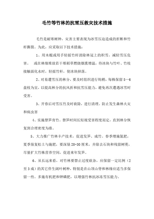 毛竹抗雪灾技术措施