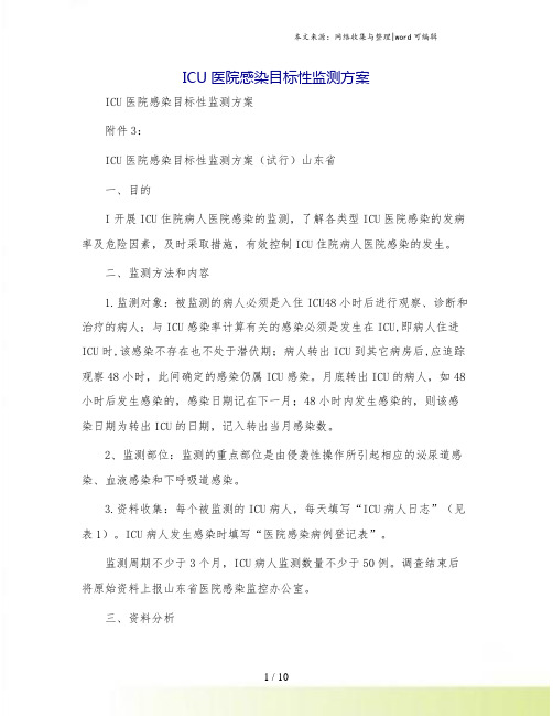 ICU医院感染目标性监测方案