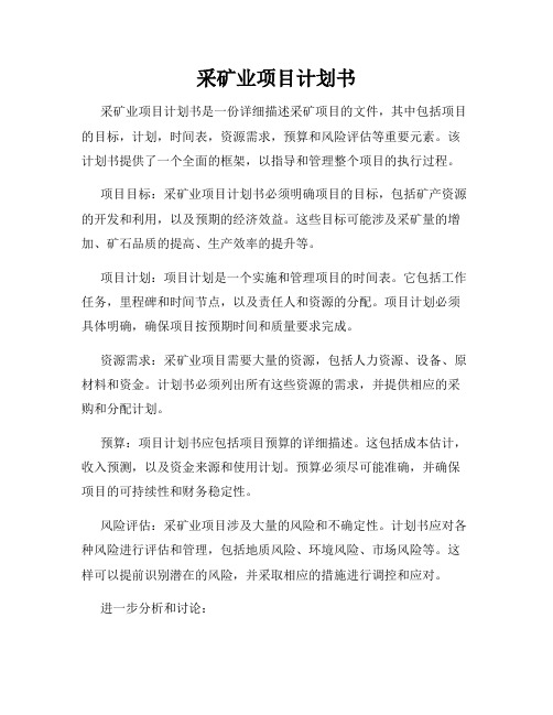 采矿业项目计划书