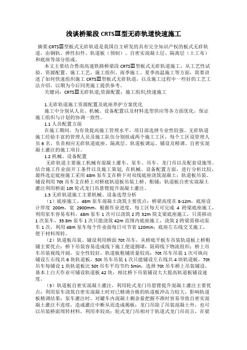 浅谈桥梁段CRTSⅢ型无砟轨道快速施工
