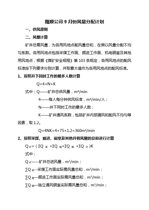 矿井配风计划 (1)