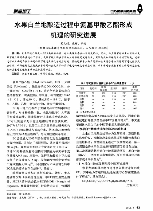 水果白兰地酿造过程中氨基甲酸乙酯形成机理的研究进展