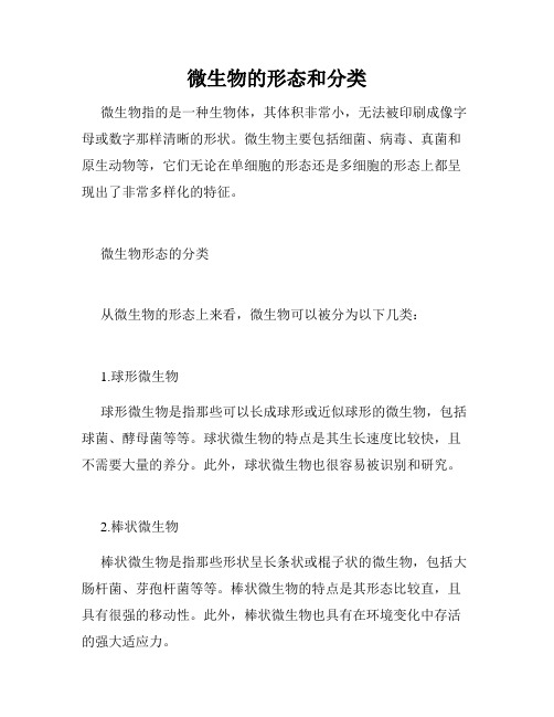 微生物的形态和分类